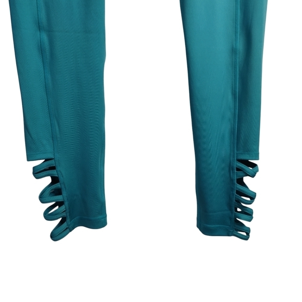 Active Women's Peacock Teal High Waist Criss-cross Ankle Leggings Size S NWT - Picture 8 of 11